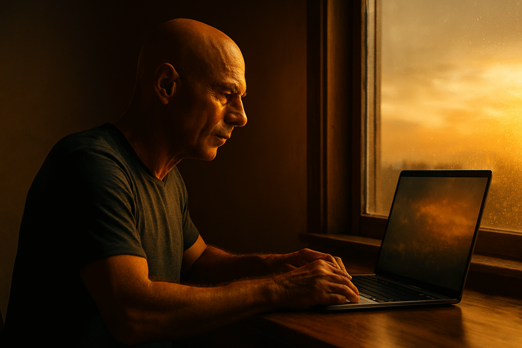 Homem digitando em seu notbook 1